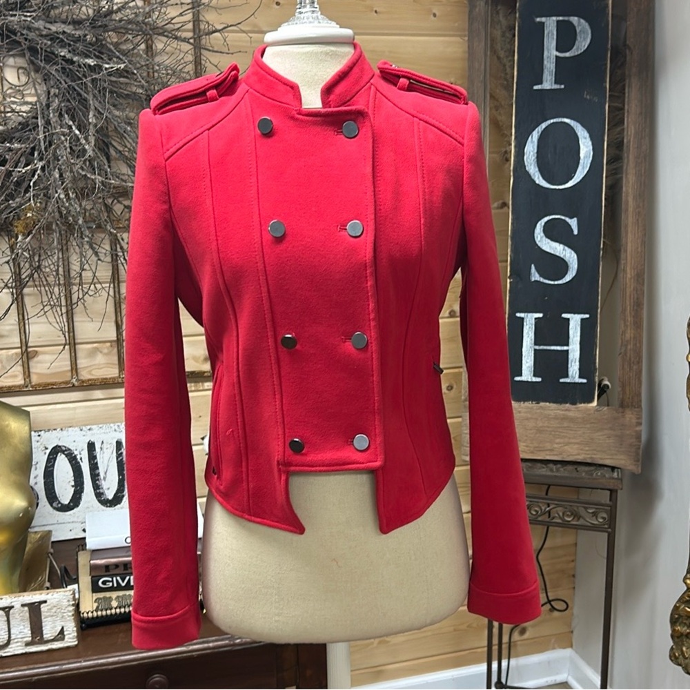 BCBGMAXAZRIA Red Military Style Jacket